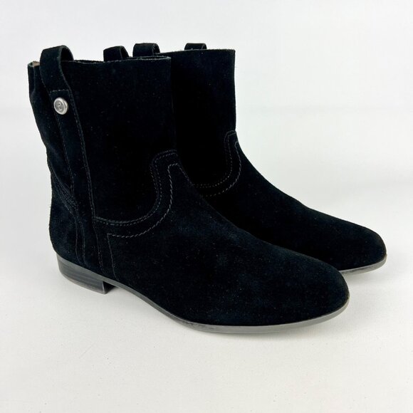 Frye Womens Sarah Shortie Black Suede Ankle Boots Western Booties size 8.5 - Picture 1 of 16